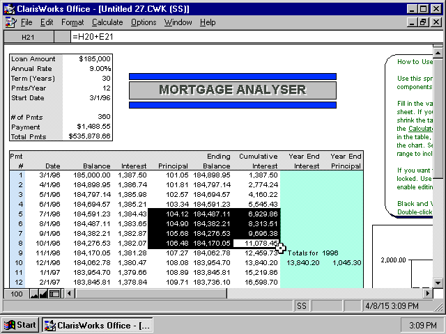 ClarisWorks 4 for Windows - Spreadsheet